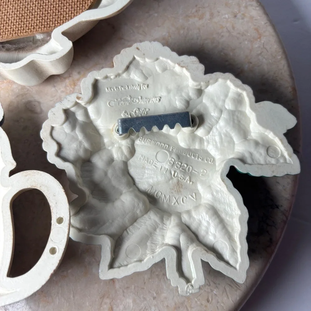 Home Interiors Vintage Teapot Pansy Wall Art Set 3pc Cream Floral 1995 USA